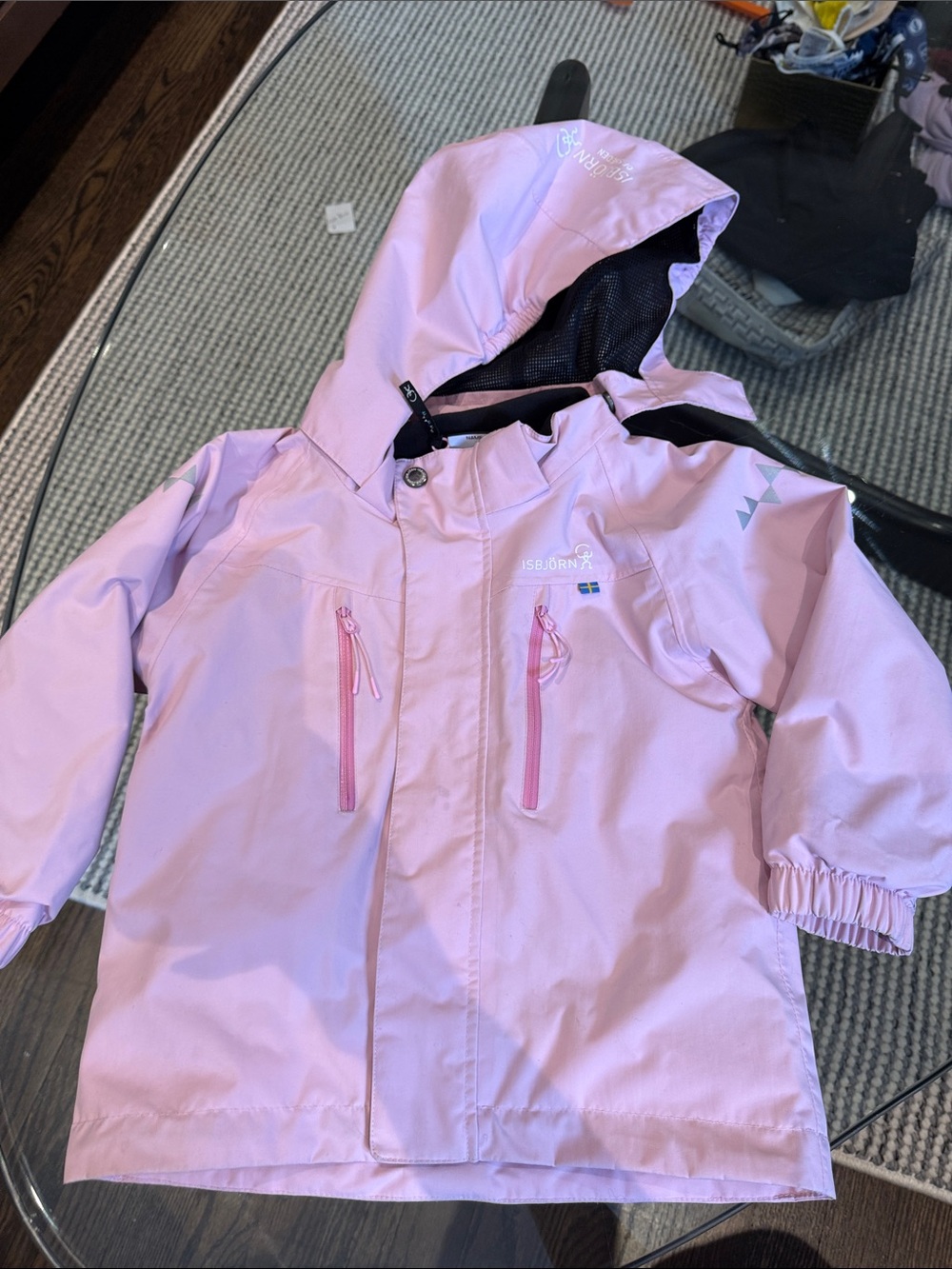 Pink Kids Waterproof Hooded Raincoat